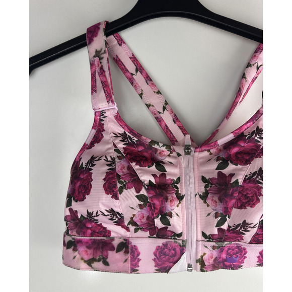 Shefit Ultimate Sports Bra High Impact Pink Floral Front Zip Size 1Luxe 40-42 - Picture 4 of 14